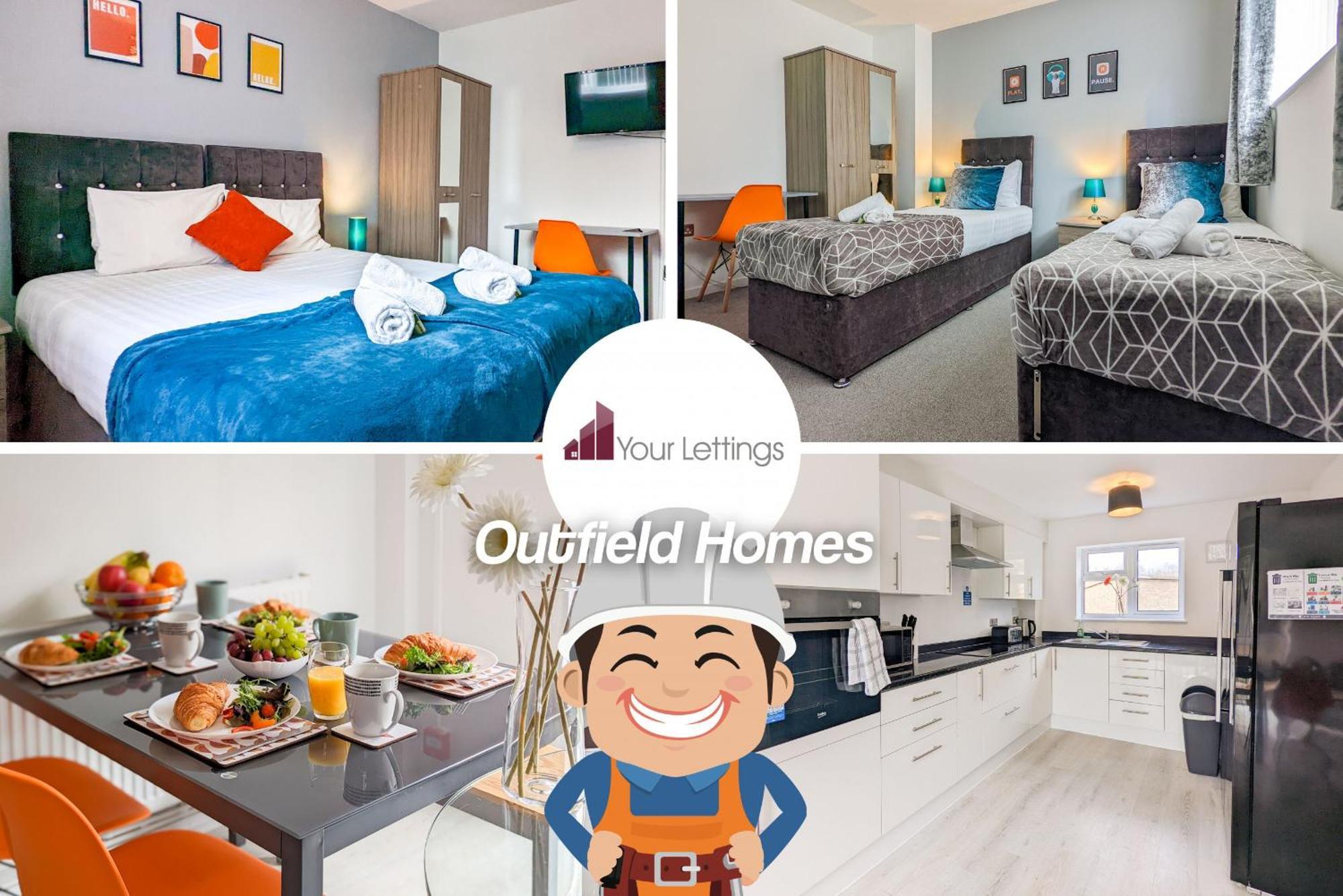 5-Bedroom Contractor House With 10 Beds Free Parking And Free Wifi - Outfield Homes By Your Lettings Short Lets & Serviced Accommodation Peterborough Eksteriør bilde